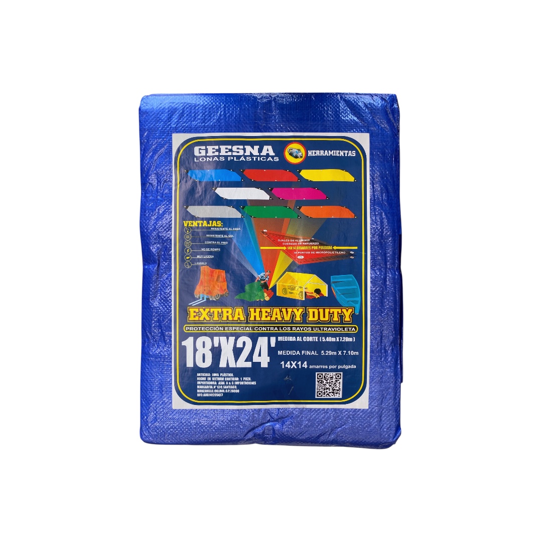 Lona Extra Heavy Duty Reforzada Azul 5x7m